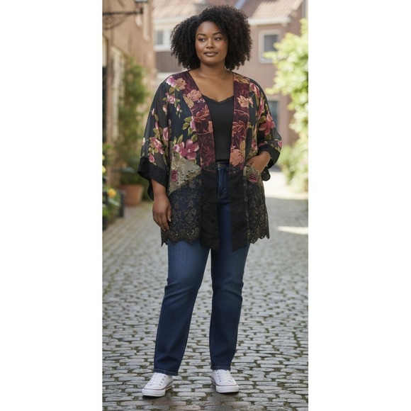Spencer Alexis Tops - Spencer Alexis Floral Embroidered Cardigan Top Plus Size 2X Boho Fairy Artsy
